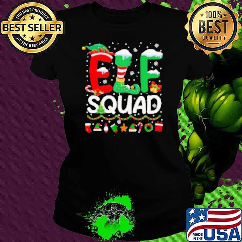 Elf Squad Christmas Family Matching Pajamas Kids Funny Xmas Ladies tee