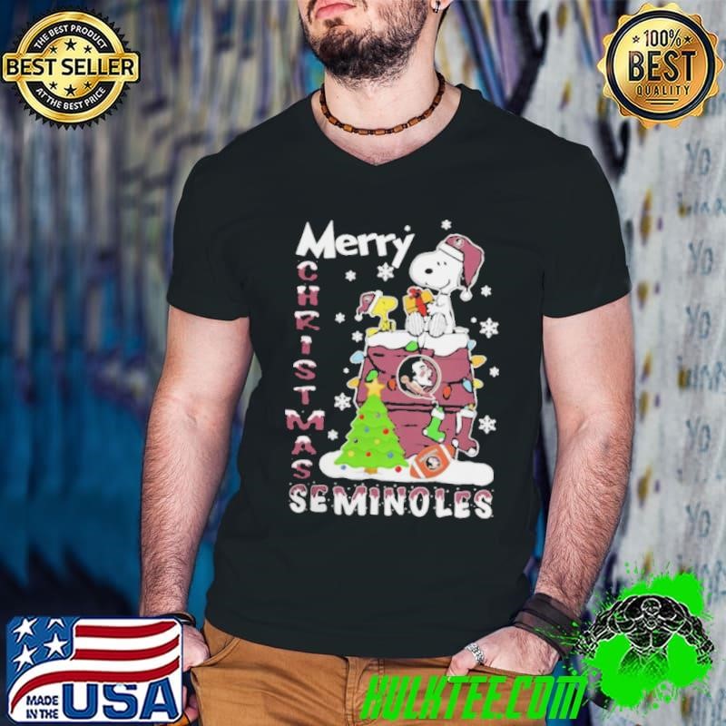 Florida State Seminoles Snoopy And Woodstock Merry Christmas Shirt