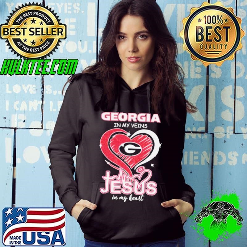 Georgia Bulldogs Football In My Veins Jesus In My Heart Hoodie