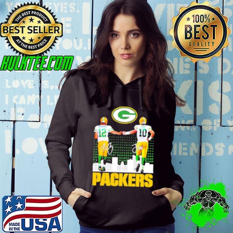 Green Bay Packers Aaron Rodgers x Jordan Love signature skyline Shirt