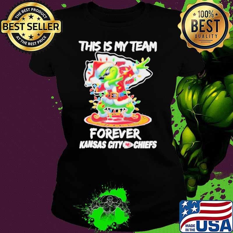 Grinch Dabbing This Is My Team Forever Kansas City Chiefs Christmas Ladies tee