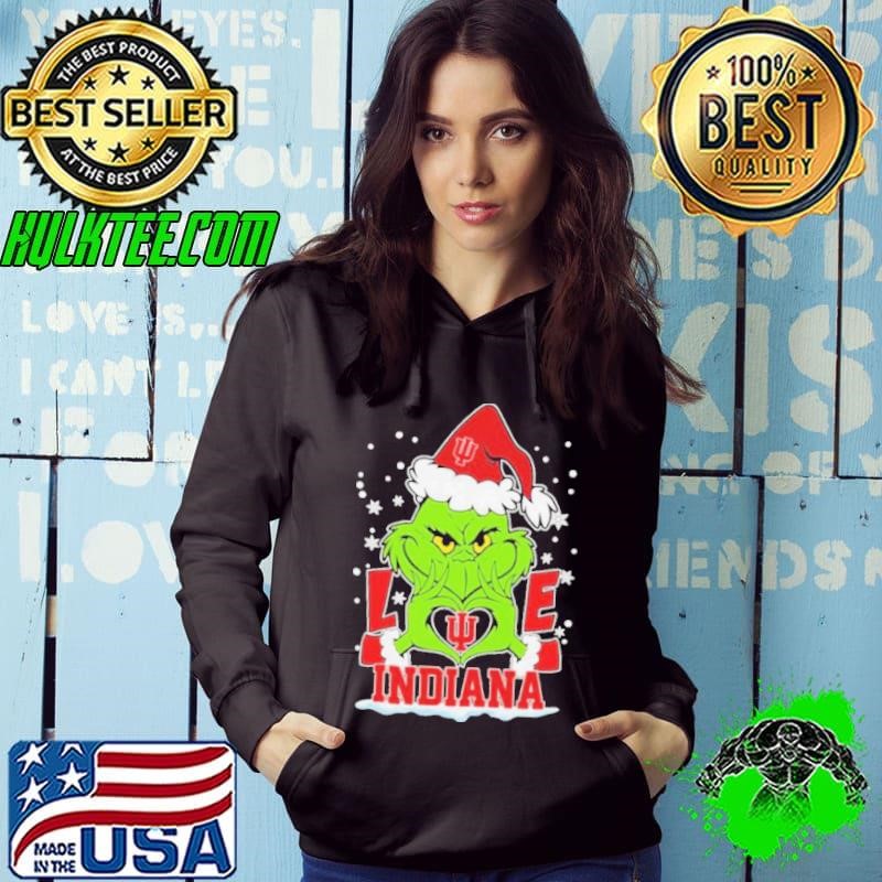 Grinch Hand Love Indiana Hoosiers Christmas Shirt