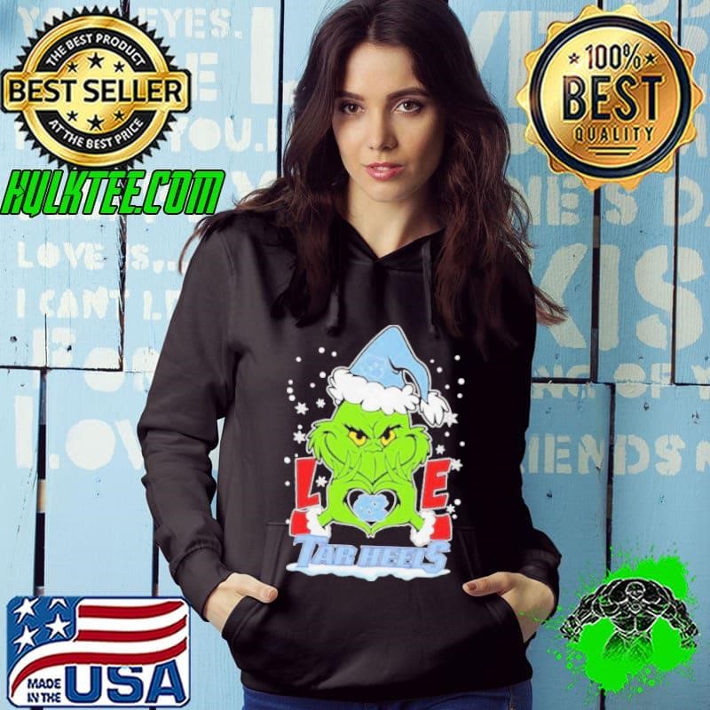 Grinch Hand Love North Carolina Tar Heels Christmas Shirt