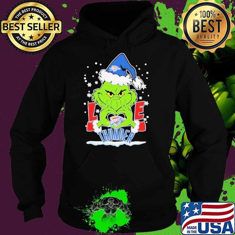 Grinch Hand Love OKC Thunder Christmas Shirt