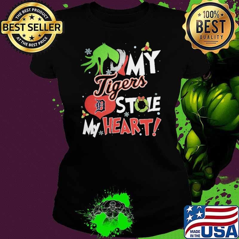 Grinch Hand My Detroit Tigers Stole My Heart Christmas 2024 Shirt