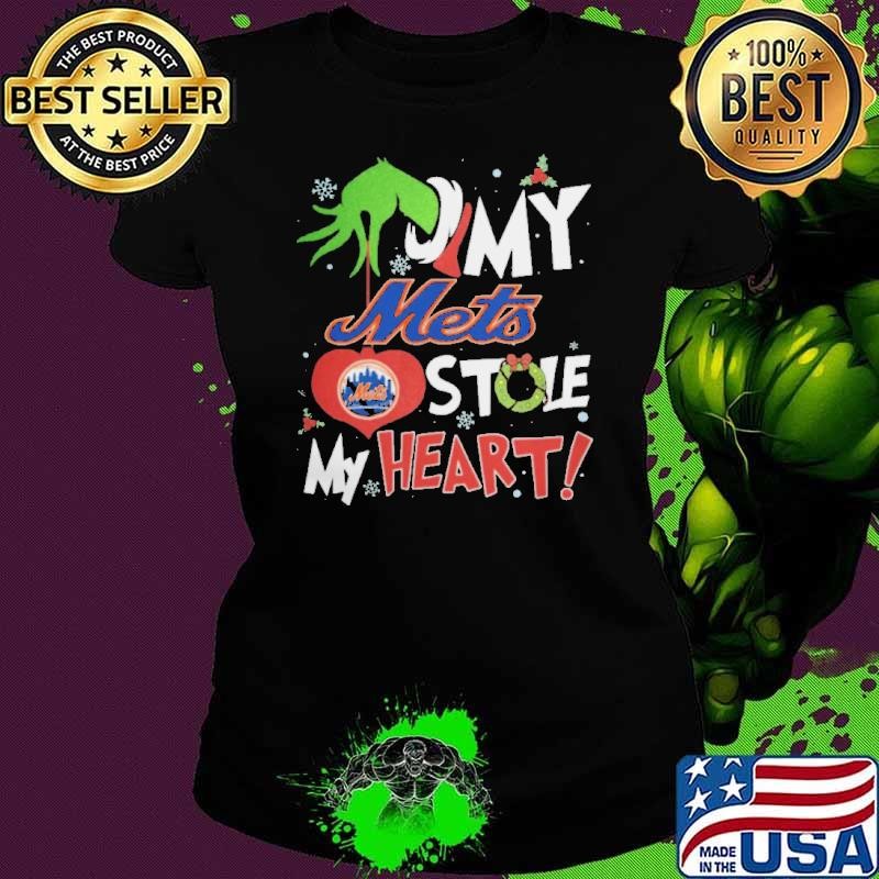 Grinch Hand My New York Mets Stole My Heart Christmas 2024 Shirt