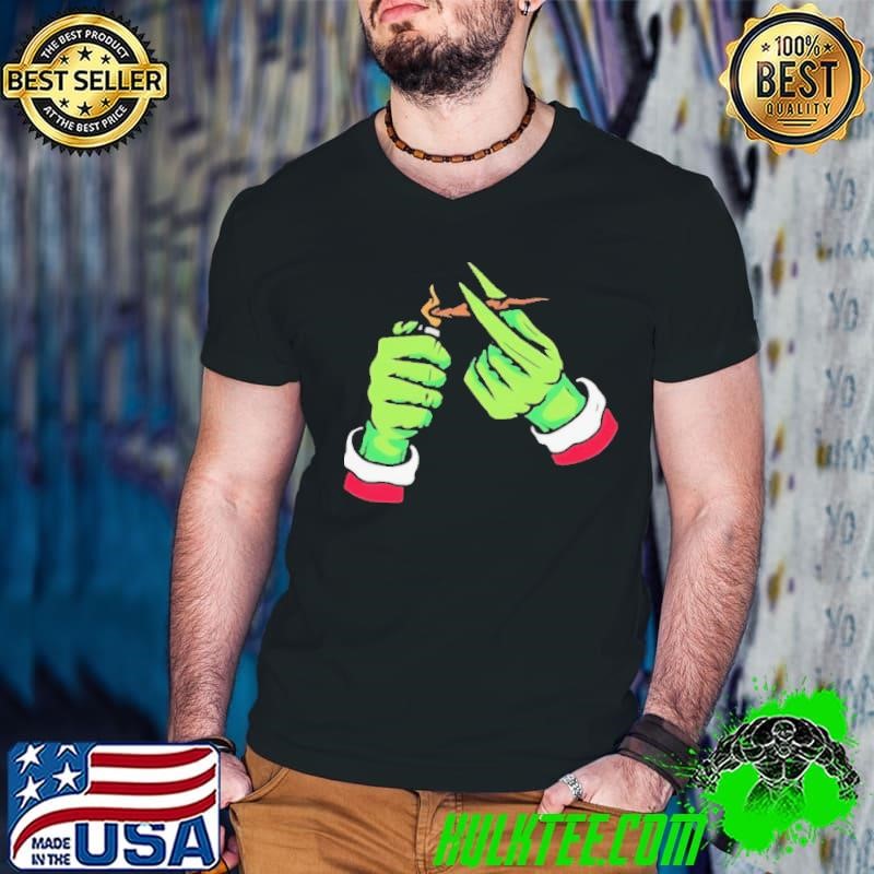 Grinch smoking cannabis Christmas Shirt