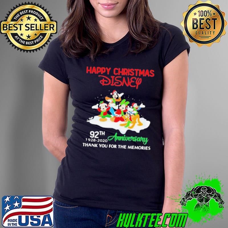 Happy Christmas Disney 92th Anniversary Thank You For The Memories Ladies Tee