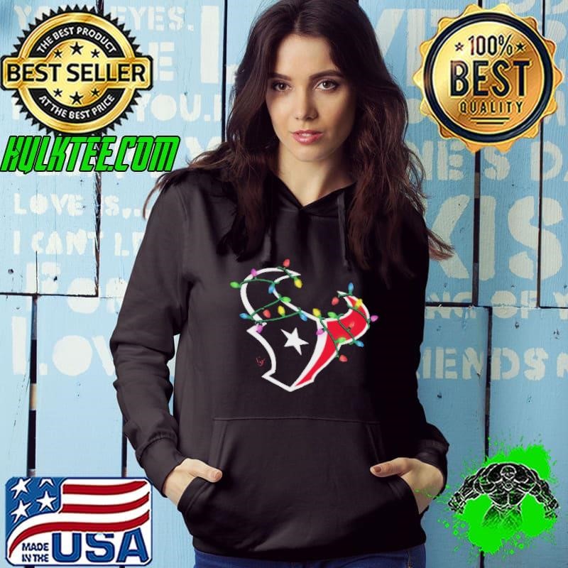 Houston Texans Primary Logo Holiday Lights Hoodie