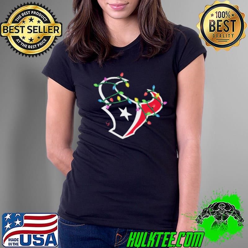 Houston Texans Primary Logo Holiday Lights Ladies Tee