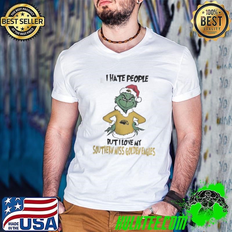 I Hate People But I Love My Southern Miss Golden Eagles Grinch Merry Christmas Guys V Neck