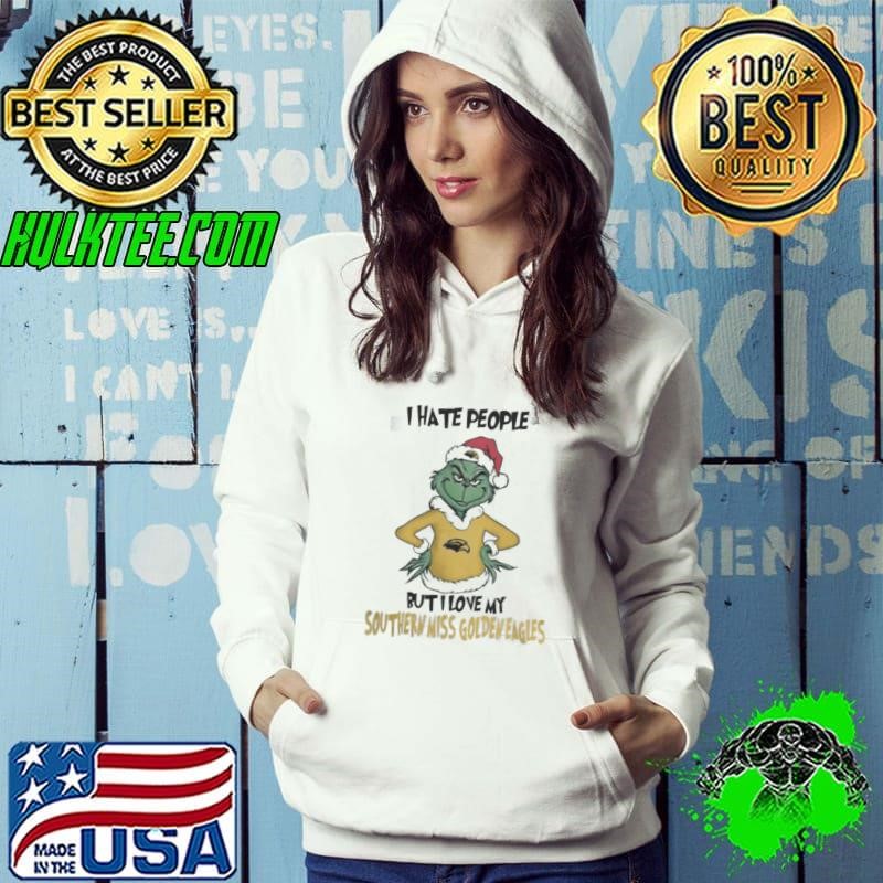 I Hate People But I Love My Southern Miss Golden Eagles Grinch Merry Christmas Hoodie