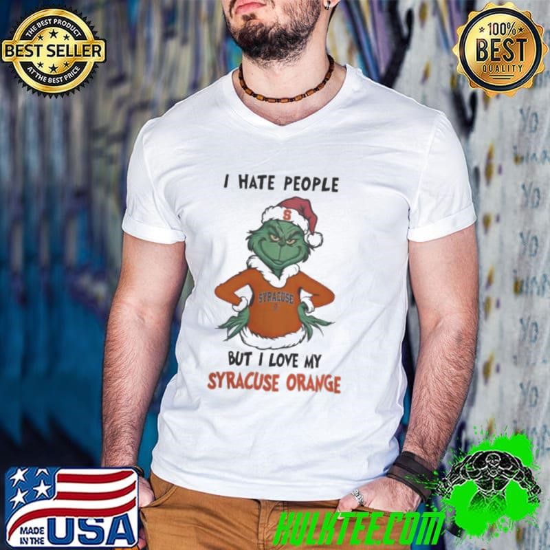 I Hate People But I Love My Syracuse Orange Grinch Merry Christmas Guys V Neck