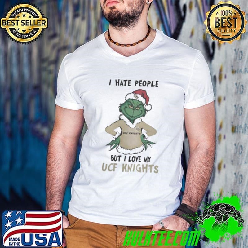 I Hate People But I Love My UCF Knights Grinch Merry Christmas Guys V Neck