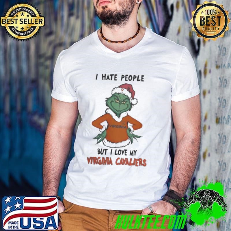 I Hate People But I Love My Virginia Cavaliers Grinch Merry Christmas Guys V Neck