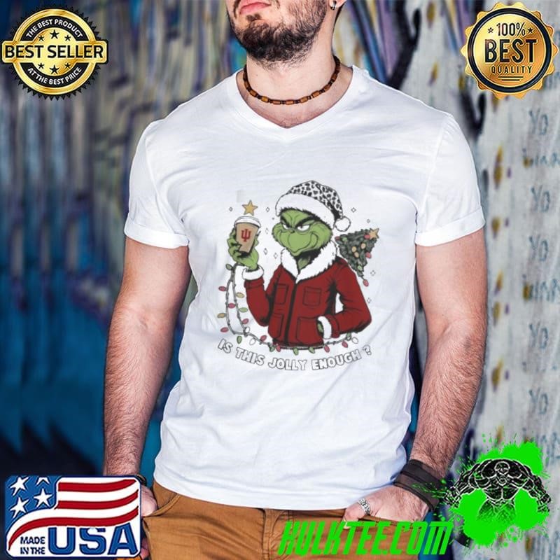 Indiana Hoosiers x Santa Grinch Is This Jolly Enough Merry Christmas Guys V Neck