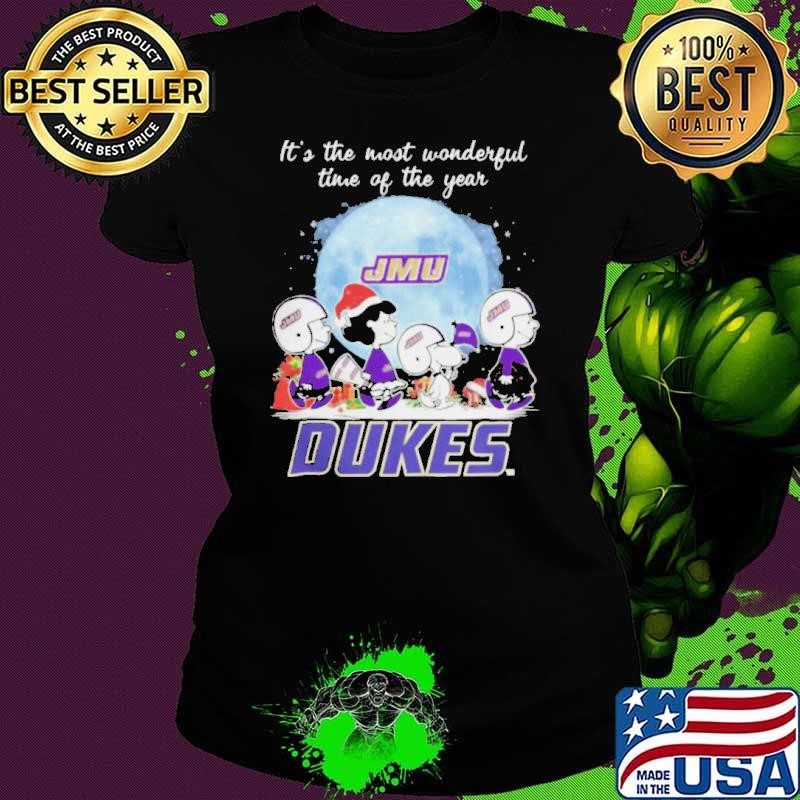 James Madison Dukes It The Most Wonderful Time Of The Year Peanut Characters Christmas Shirt