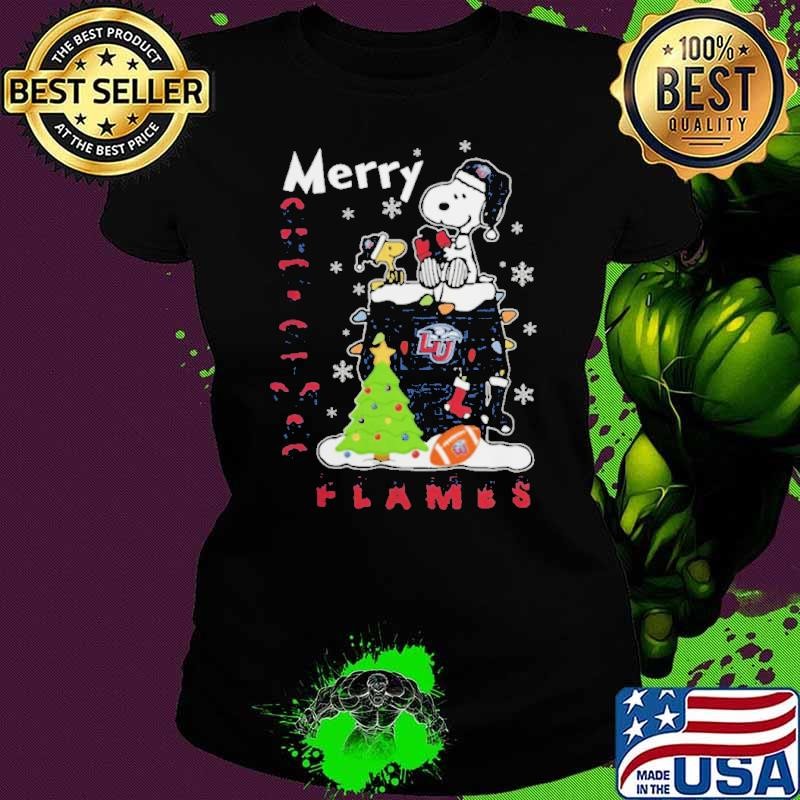 Liberty Flames Snoopy And Woodstock Merry Christmas Shirt
