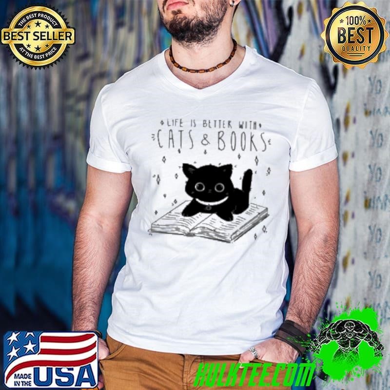 Life is Better with Cats and Books Guys V Neck