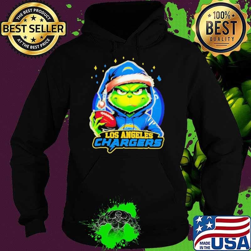 Los Angeles Chargers Grinch wearing Santa hat Christmas 2024 Hoodie