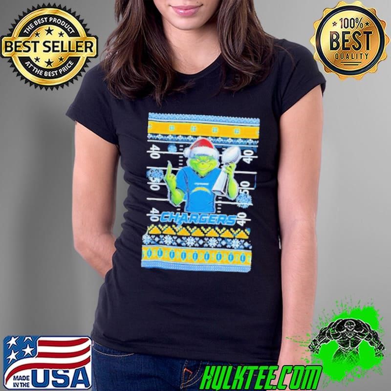 Los Angeles Chargers X Grinch Christmas with Super Bowl Trophy ugly Christmas Ladies Tee