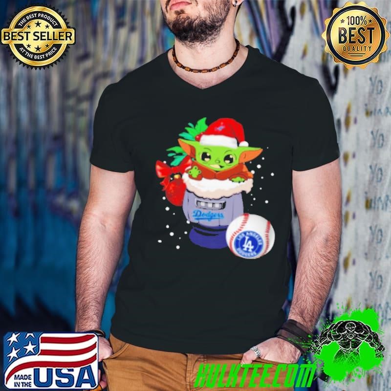 Los Angeles Dodgers Christmas Baby Yoda Star Wars Funny Happy MLB Guys V Neck