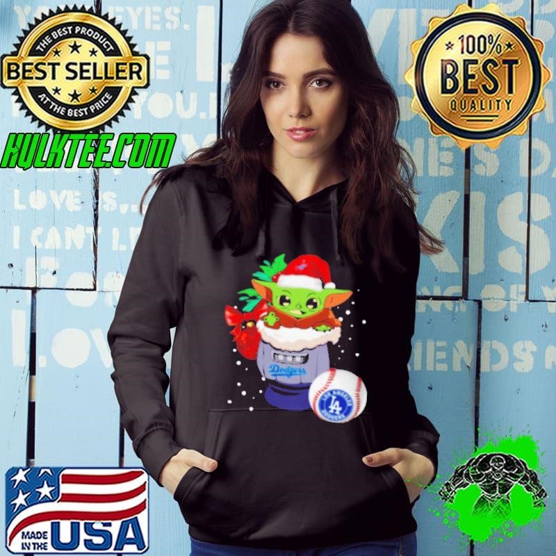 Los Angeles Dodgers Christmas Baby Yoda Star Wars Funny Happy MLB Hoodie