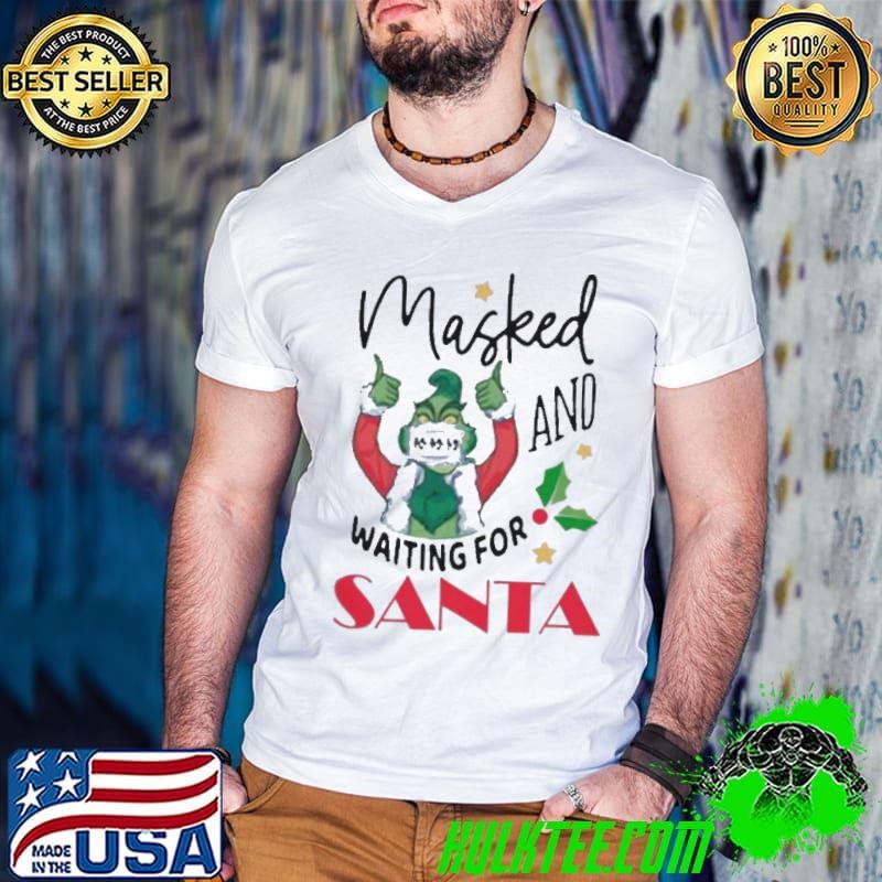 Masked And Waiting For Santa Christmas Guys V Neck