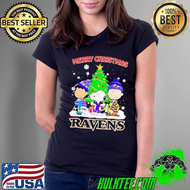 Merry Christmas Baltimore Ravens X Peanuts characters 2024 shirt