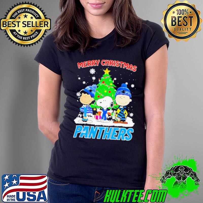 Merry Christmas Carolina Panthers X Peanuts characters 2024 shirt