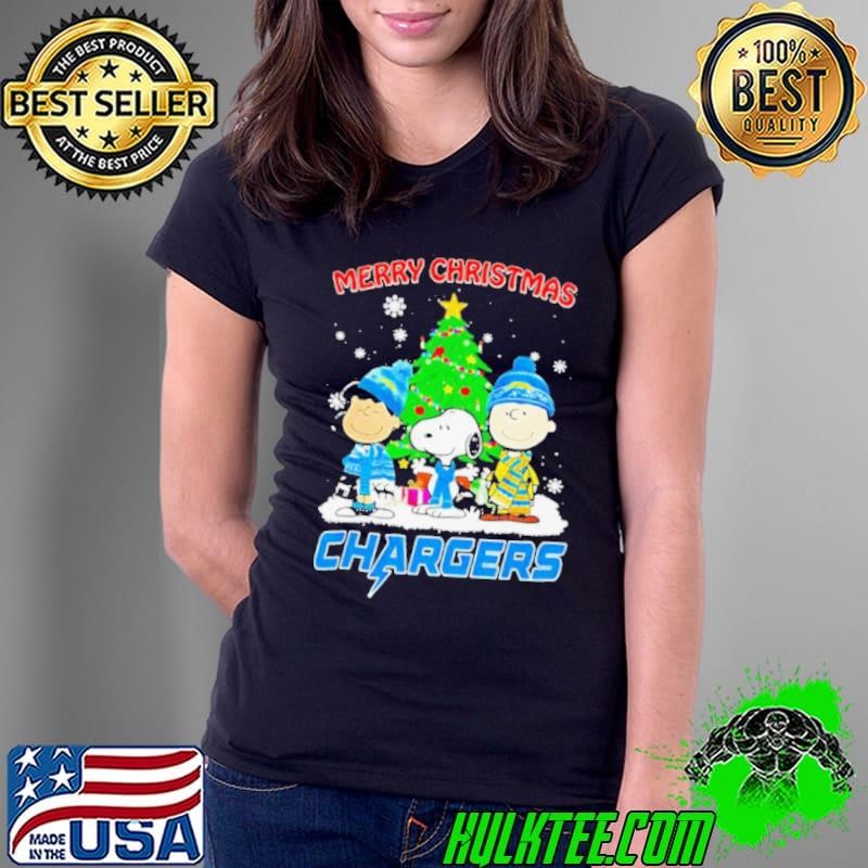 Merry Christmas Los Angeles Chargers X Peanuts characters 2024 Ladies Tee