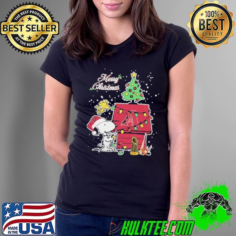 Merry Christmas With Snoopy Baby Arizona Diamondbacks Ladies Tee