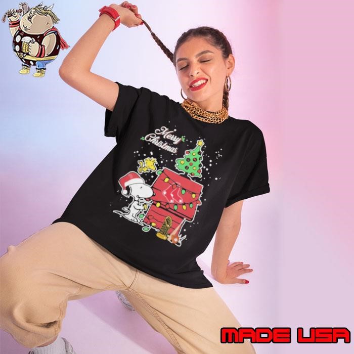 Merry Christmas With Snoopy Baby Boston Red Sox Ladies Tee