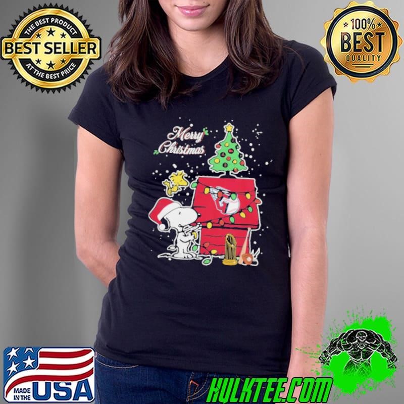 Merry Christmas With Snoopy Baby Cleveland Guardians Ladies Tee