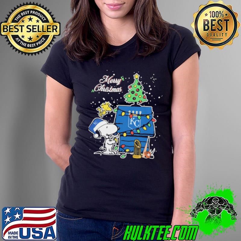 Merry Christmas With Snoopy Baby Kansas City Royals Ladies Tee