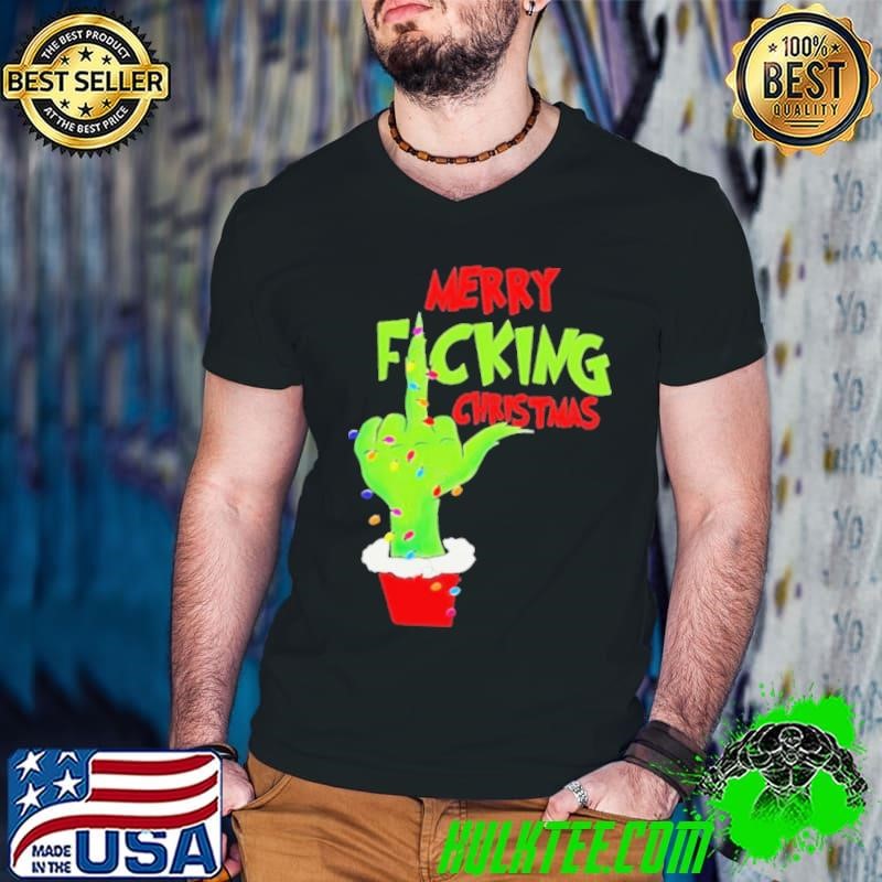 Merry Fucking Christmas Hand Grinch Light Shirt