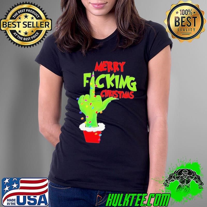 Merry Fucking Christmas Hand Grinch Light Ladies Tee