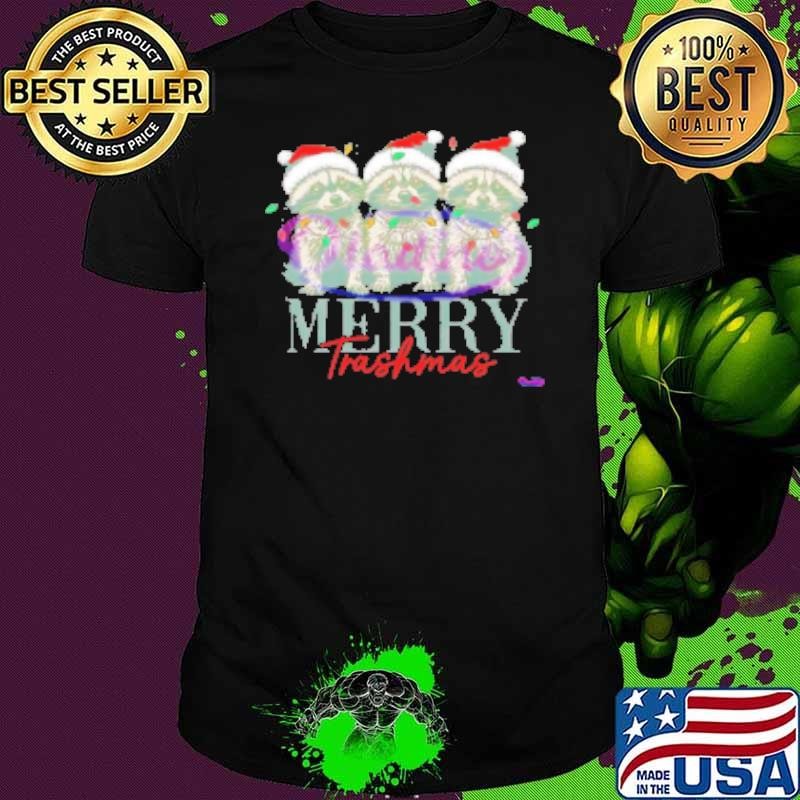 Merry Trashmas Christmas raccoon Santa hat Shirt