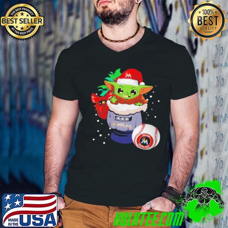Miami Marlins Christmas Baby Yoda Star Wars Funny Happy MLB shirt