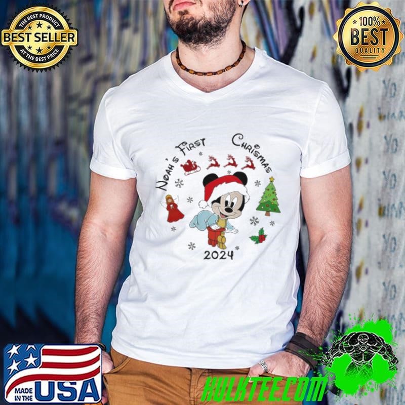 Mickey Mouse Personalized Baby First Christmas Guys V Neck