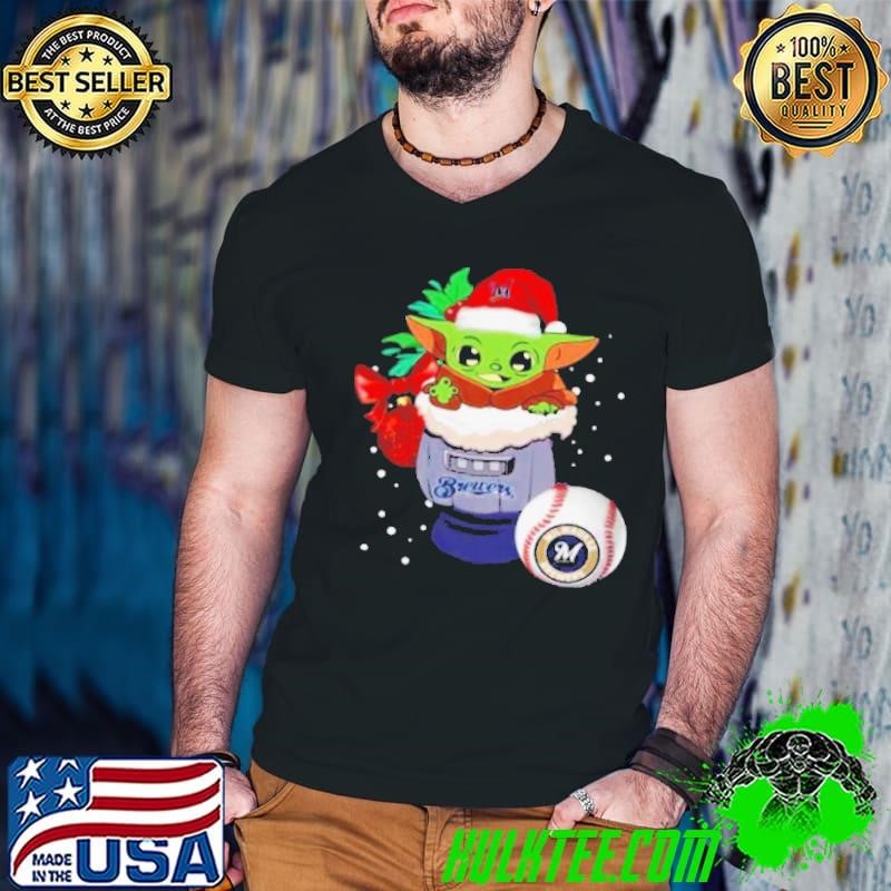 Milwaukee Brewers Christmas Baby Yoda Star Wars Funny Happy MLB shirt