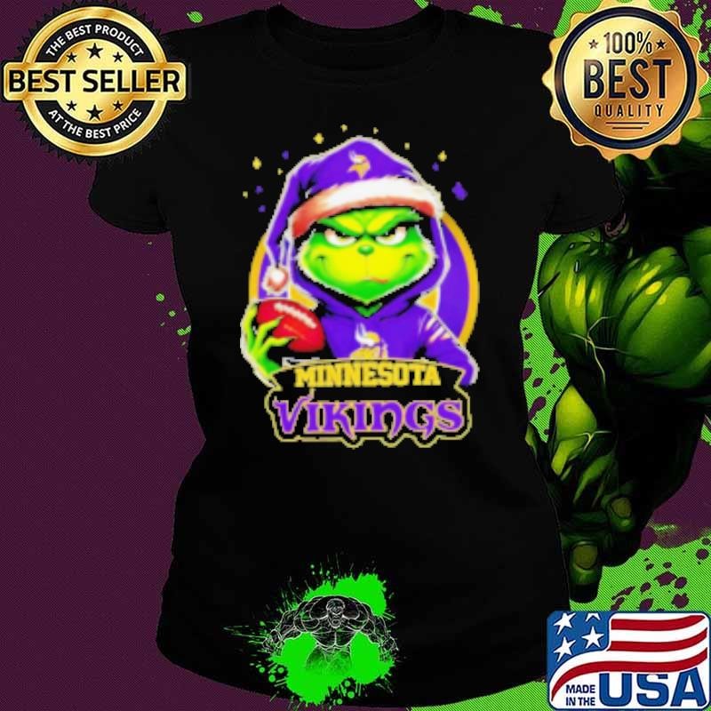 Minnesota Vikings Grinch wearing Santa hat Christmas 2024 Shirt
