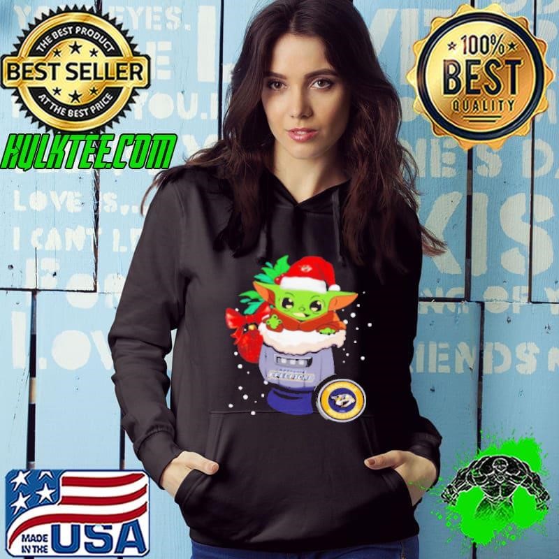 Nashville Predators Christmas Baby Yoda Star Wars Funny Happy NHL Hoodie