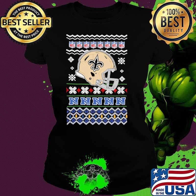 New Orleans Saints Christmas NFL football Christmas helmet Ladies tee