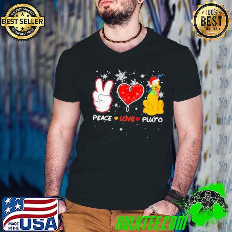 Original Peace Love Pluto Santa Merry Christmas shirt