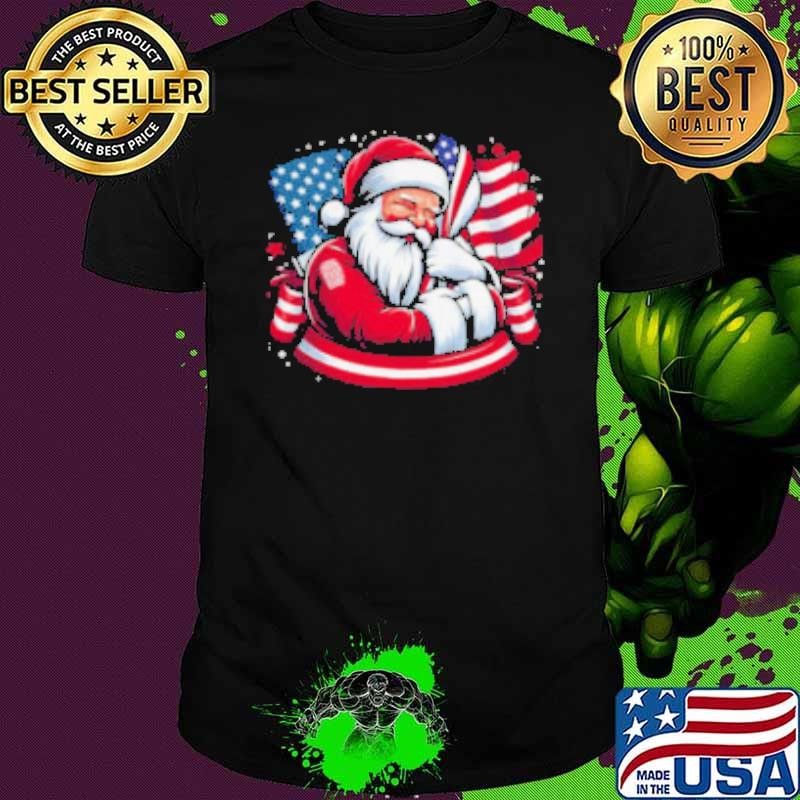 Patriotic Santa Claus Men Women Christmas Usa Flag Veteran Shirt