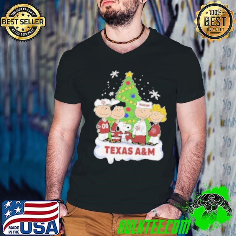 Peanuts Character X Texas A&M Merry Christmas 2024 Guys V Neck