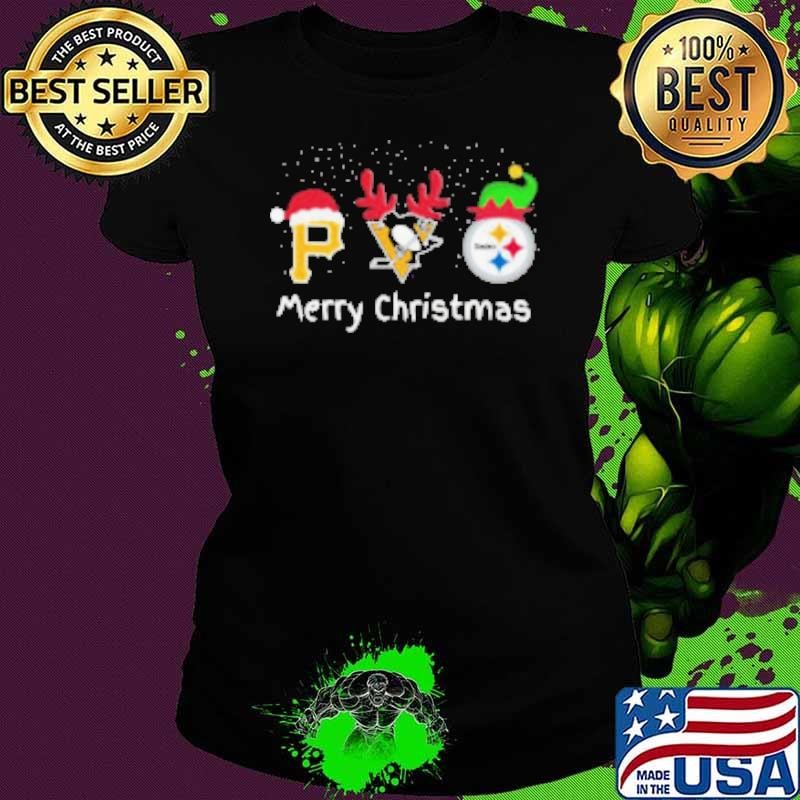 Pittsburgh Sports Pirates Penguins And Steelers Merry Christmas 2024 Shirt