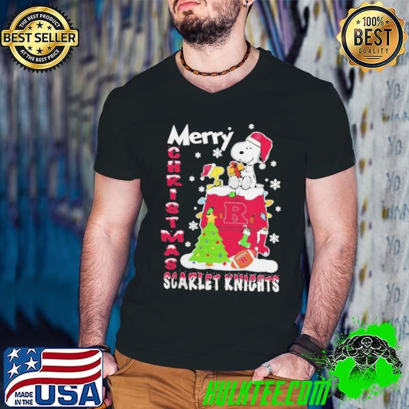 Rutgers Scarlet Knights Snoopy And Woodstock Merry Christmas Shirt
