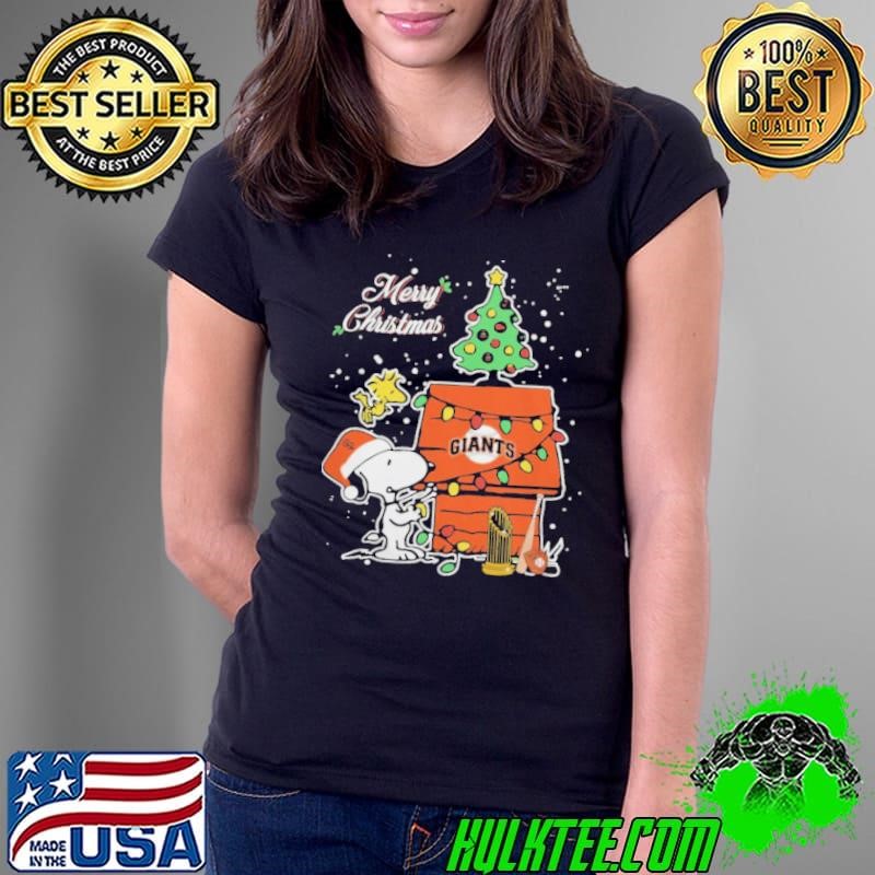 San Francisco Giants Merry Christmas With Snoopy Baby Ladies Tee